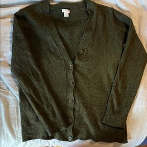 J. Crew Deep Green V-Neck Cardigan